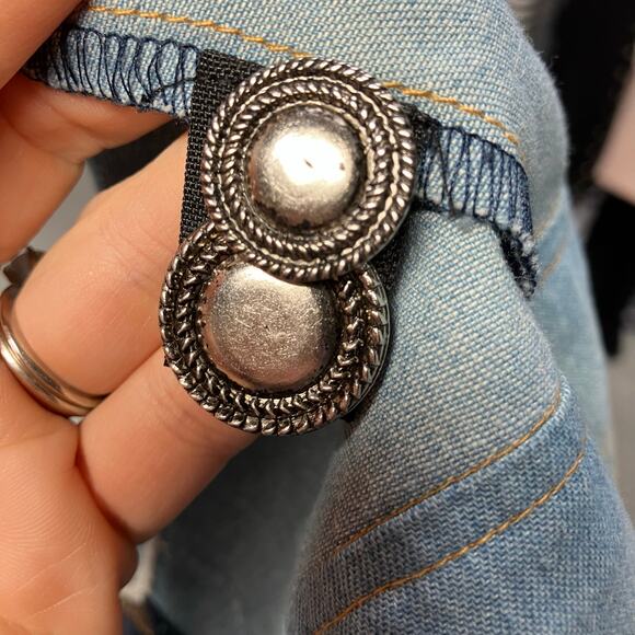 Indigo Moon Womens Medium Jean Tribal Dressy Jacket Embroidery Boho Artsy Spring - Picture 9 of 15